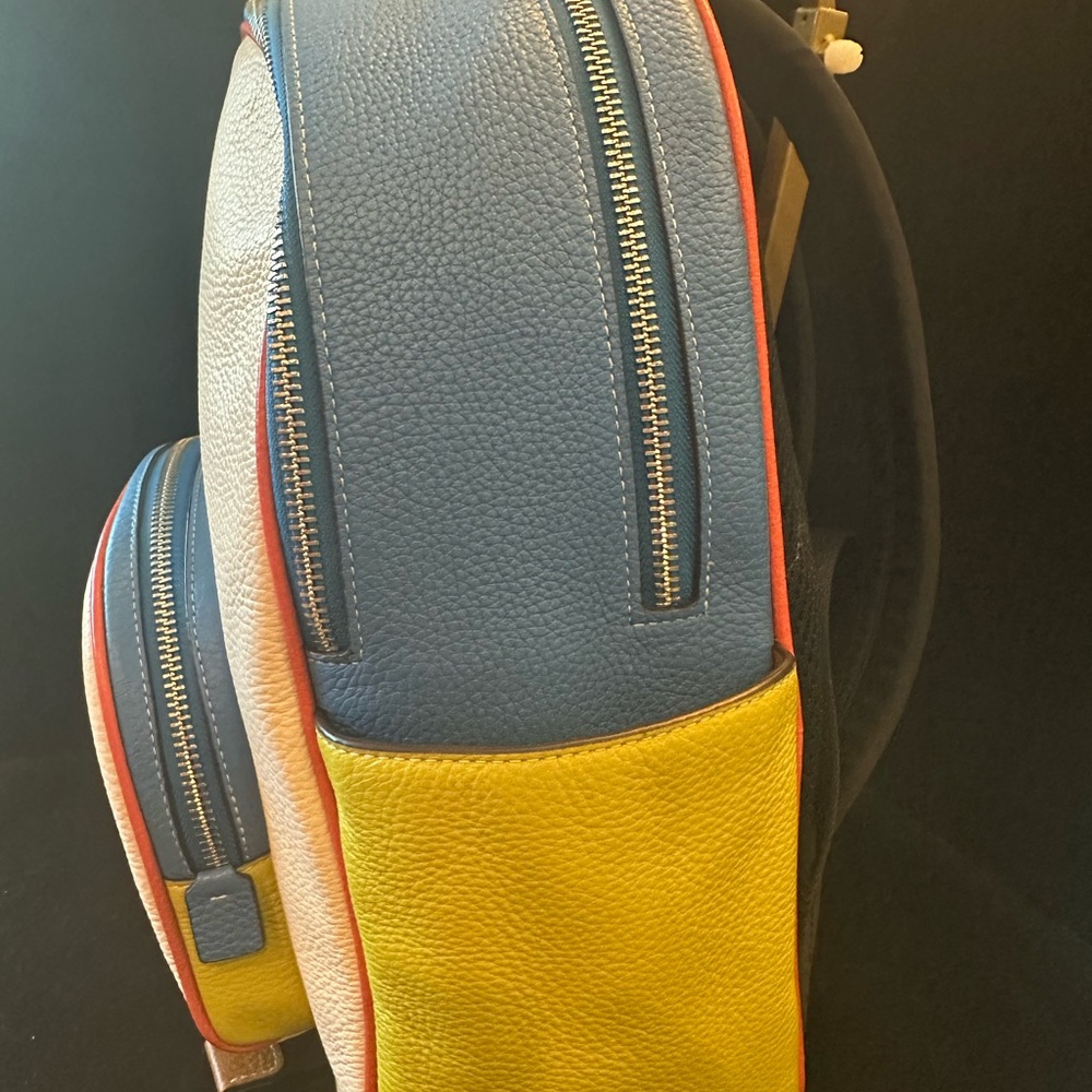 Coach White Blue Yellow Leather Mini Backpack - Picture 12 of 16